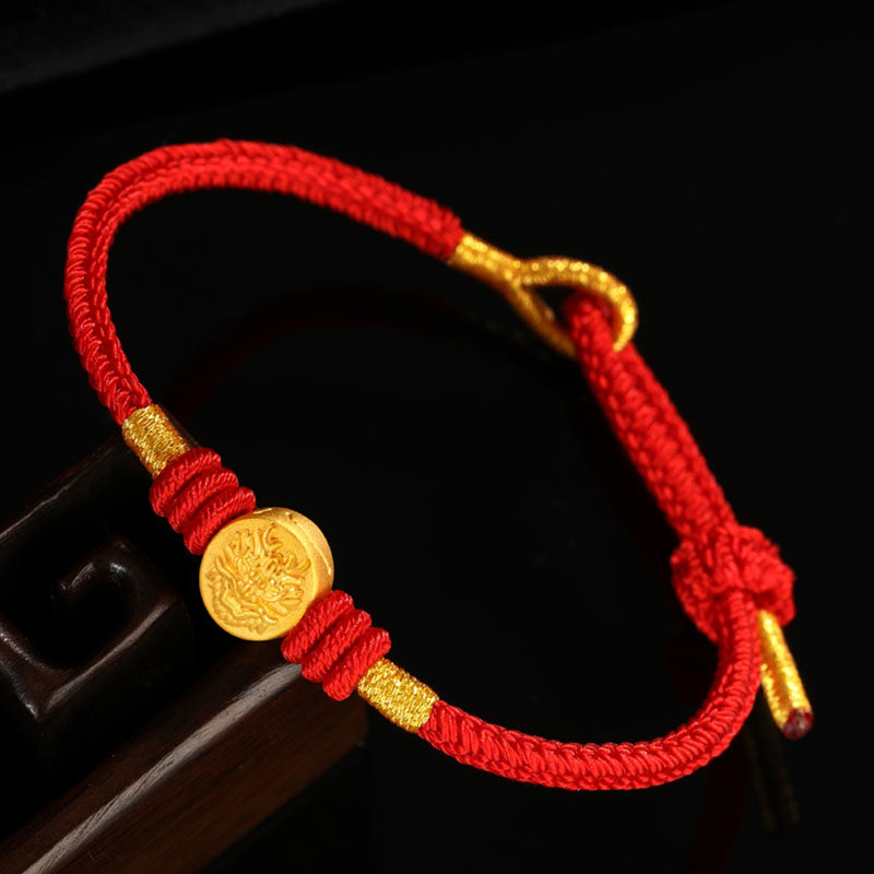 Buddha Stones Jahr des Drachen 999 Gold Tai Sui Amulett Big Dipper Luck Handgefertigtes Armband