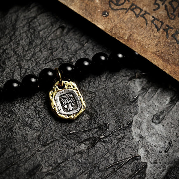 Buddha Stones, tibetische 108 Mala-Perlen, schwarzer Onyx, Tigerauge-Perlen, neun Paläste, Bagua-Schutzarmband