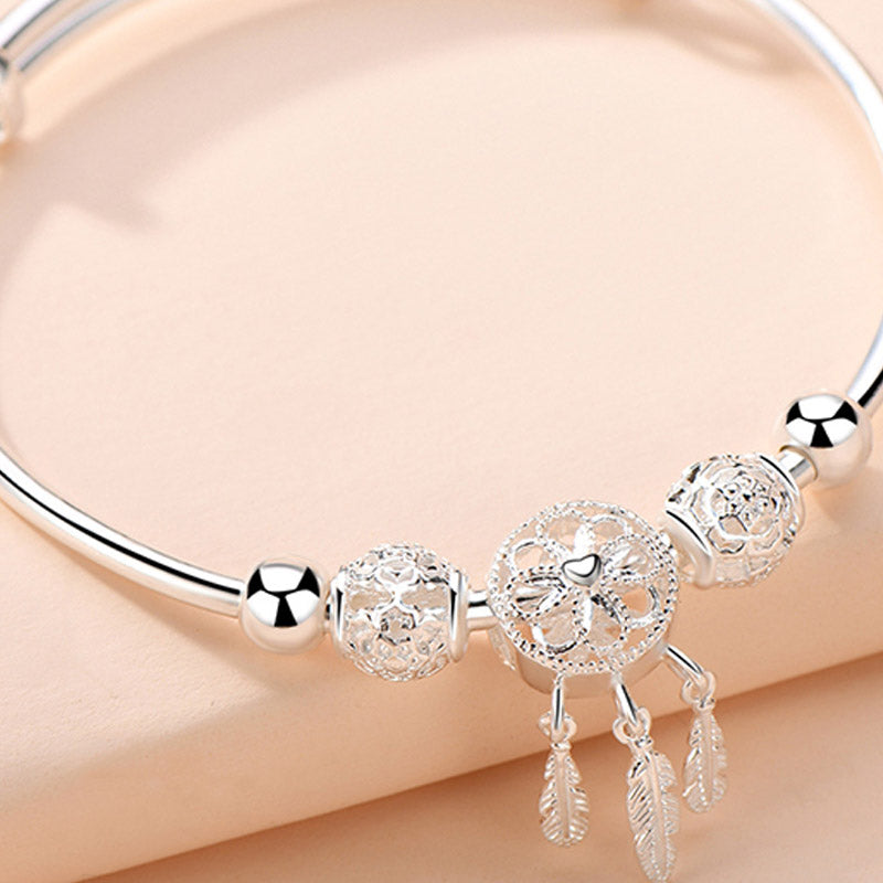 Tibetisches Weiß Kupfer-Segen-Traumfänger-Charm-Armband