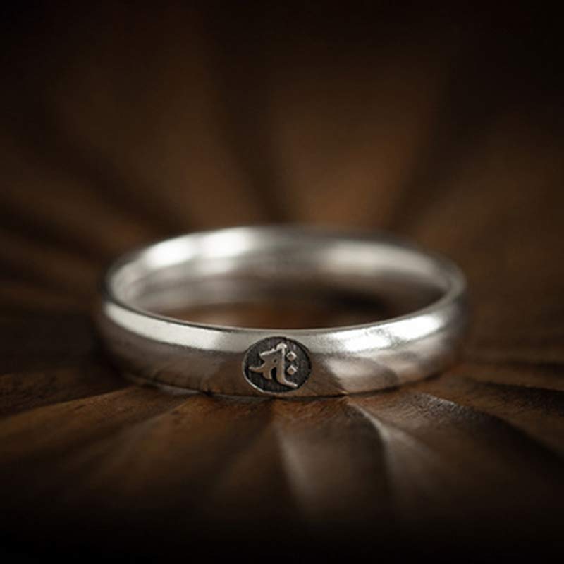 Buddha Stones 925 Sterling Silber Chinesischer Sternzeichen Natal Buddha Segen Paar Ring