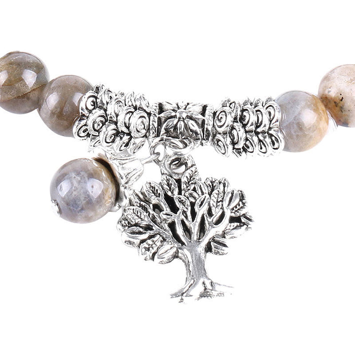 Buddha Stones, natürlicher Edelstein, Baum des Lebens, Glücksbringer, Stretch-Armband