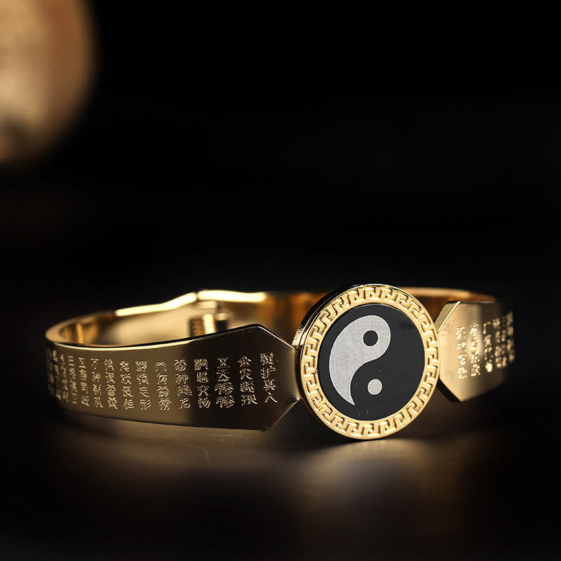 Buddha Stones, Yin Yang, Lotus, Om Mani, Padme Hum, Mantra, Titanstahl, Harmonie-Armband