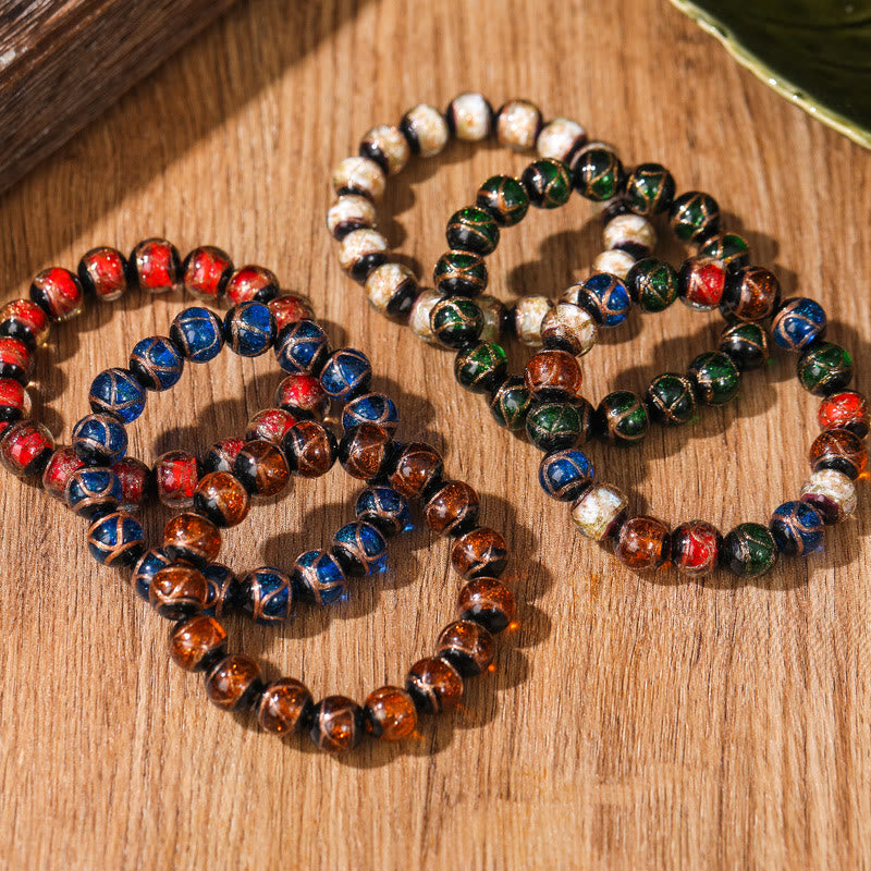 Buddha Stones Tibetisches klassisches Liuli-Glasperlen-Armband für Glück und Reichtum