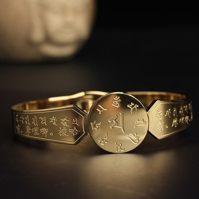 Buddha Stones, Yin Yang, Lotus, Om Mani, Padme Hum, Mantra, Titanstahl, Harmonie-Armband