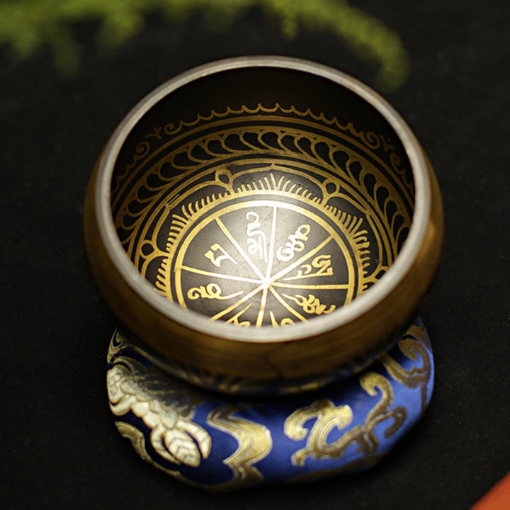 Buddha Stones Tibetische Meditations-Klangschale, handgefertigt, für Heilung und Achtsamkeit, Unterstützung, Schutz, Klangschalen-Set