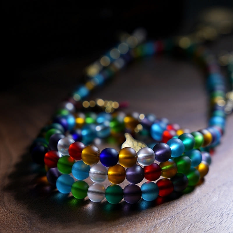 Buddha Stones, tibetische 108 Mala-Perlen, mehrfarbige Liuli-Glasperlen, chinesisches Sternzeichen, neun Paläste, acht Diagramme, Charm-Armband