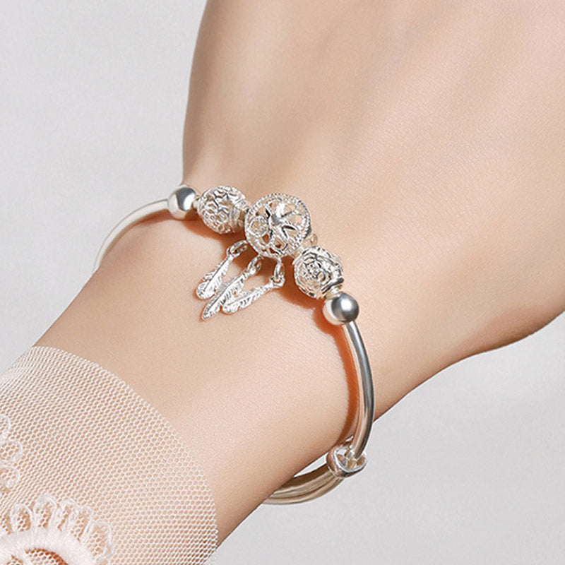 Tibetisches Weiß Kupfer-Segen-Traumfänger-Charm-Armband