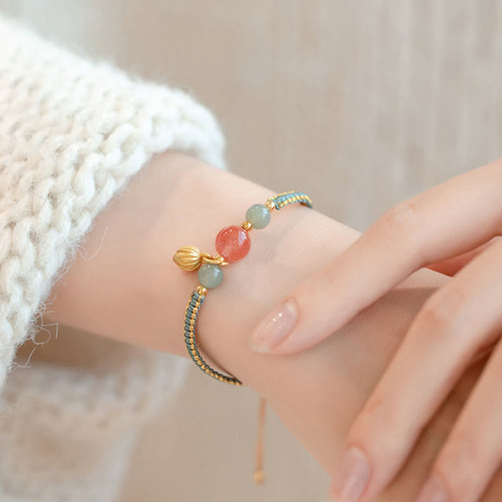 Armband mit Buddha Stonesn, rotem Achat, Jade, Lotus, Vertrauen, Ruhe