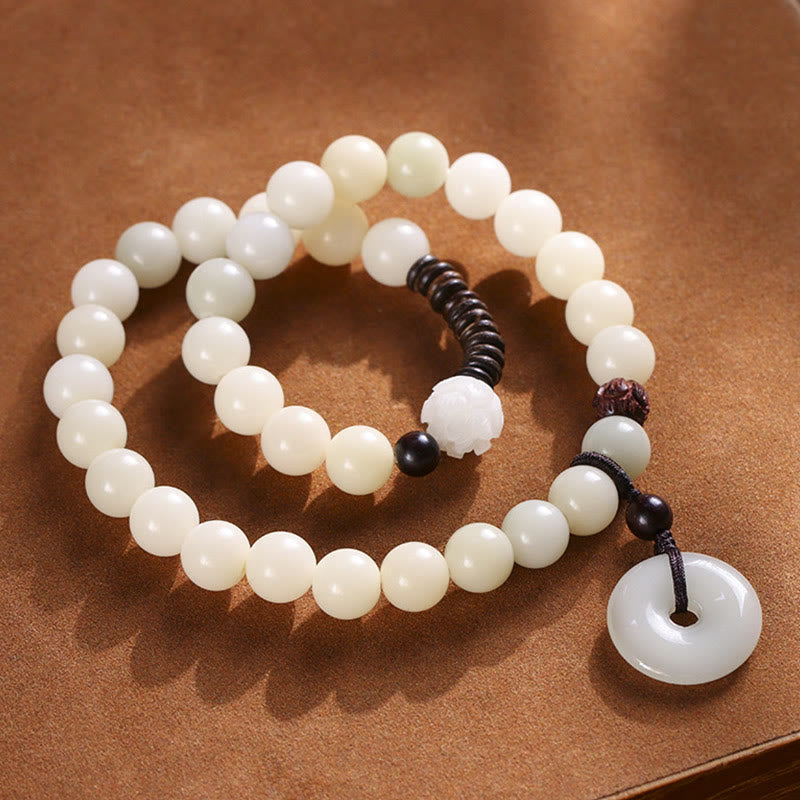 Buddha Stones Bodhi-Samen, grünes Sandelholz, Lotus, Peace-Schnalle, Harmonie, doppelt gewickeltes Armband