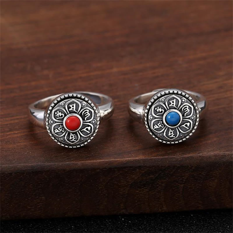 Buddha Stones Tibetischer Om Mani Padme Hum Peace drehbarer Ring