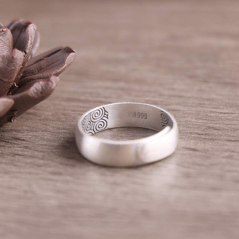 Buddha Stones 999 Sterling Silber Lotus-Elefant-Segen-Ring mit sechs wahren Worten