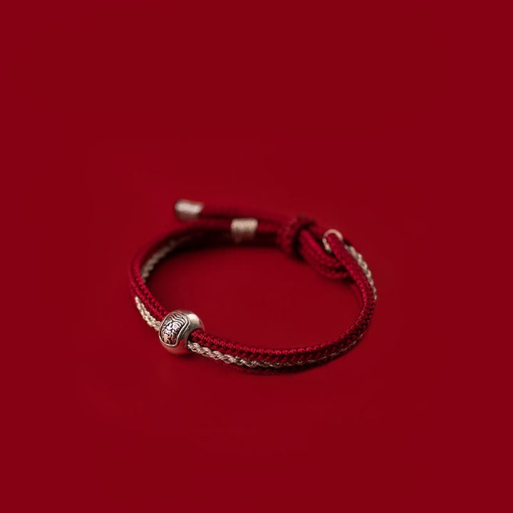 Buddha Stones 925 Sterling Silber Tibetisches Zakiram-Göttin des Reichtums-Glücksseil-Armband