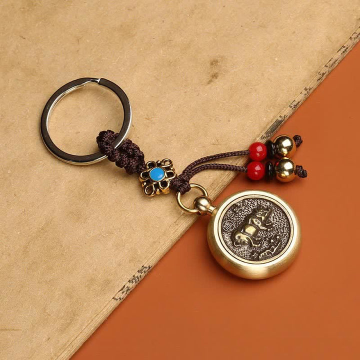 Schlüsselanhänger mit 12 chinesischen Tierkreiszeichen, Segen, Reichtum und Glück