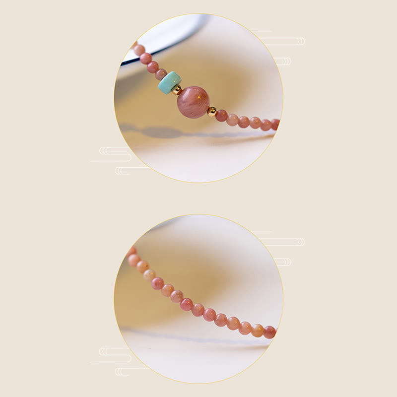 Buddha Stones 14K vergoldetes natürliches Rhodonit-Liebesenergie-Kettenarmband