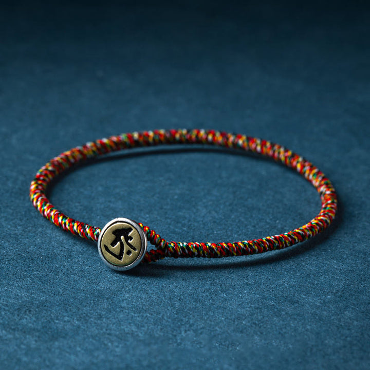 Buddha Stones, handgefertigt, 925er-Sterlingsilber, chinesisches Sternzeichen, Natal-Buddha-Schutz, buntes Seil-Armband