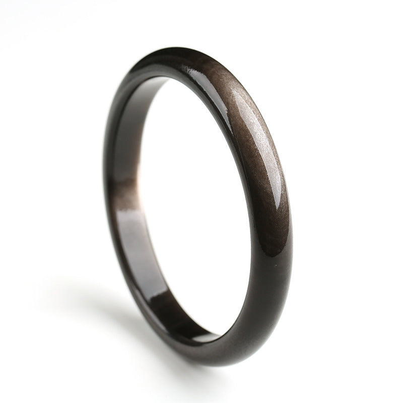 Buddha Stones Gold glänzender Obsidian Silber glänzender Obsidian Schutzarmband Armreif