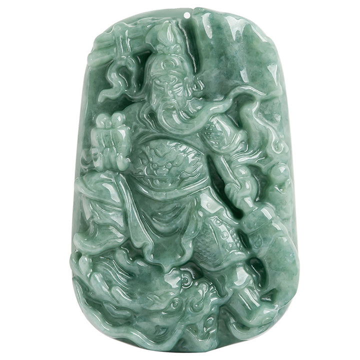 Natürliche Jade Guan Gong Amulett Reichtum Halskette Anhänger