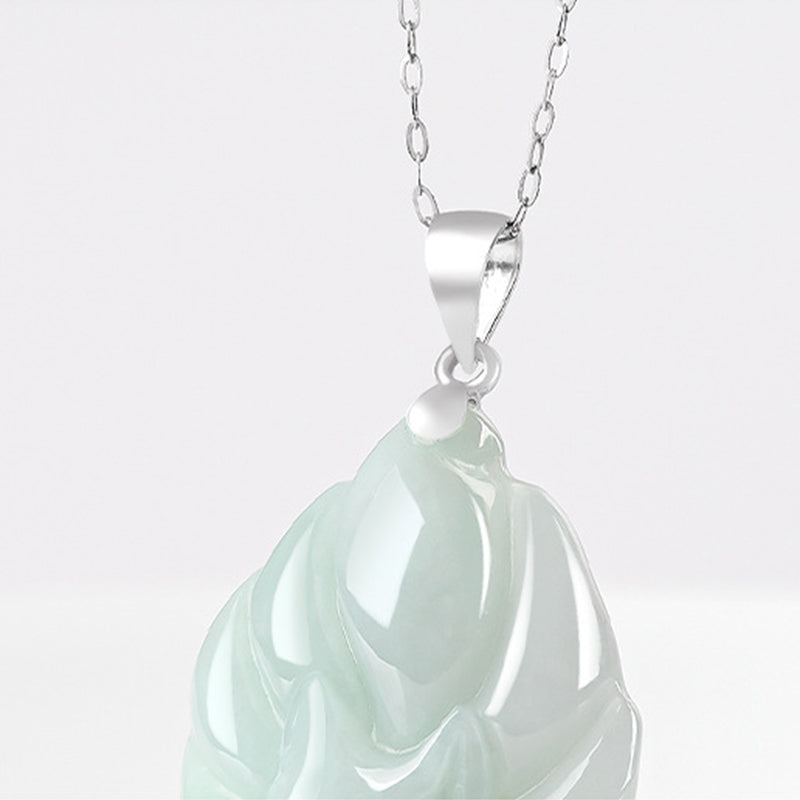 Buddha Stones Halskette mit Anhänger aus 925er-Sterlingsilber, natürlicher Jade, neunschwänziger Fuchs, Wohlstand