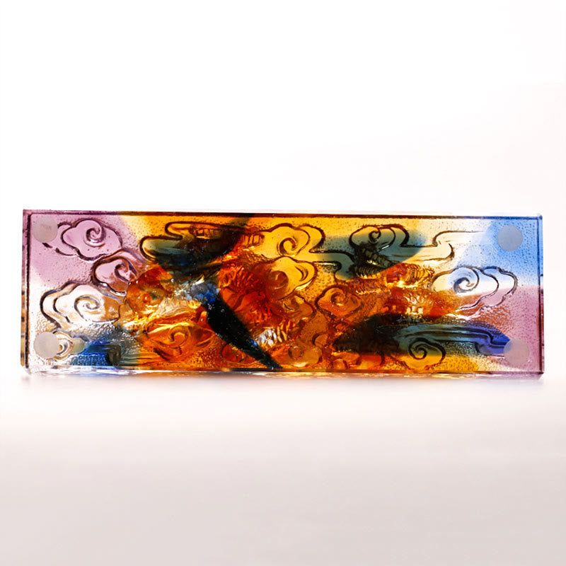 Buddha Stones, handgefertigt, mehrfarbig, Drachen-Liuli-Kristall, Kunststück, Schutz, Heim- und Bürodekoration