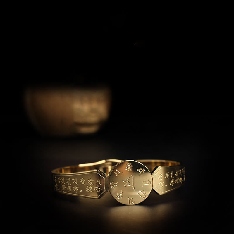 Buddha Stones, Yin Yang, Lotus, Om Mani, Padme Hum, Mantra, Titanstahl, Harmonie-Armband