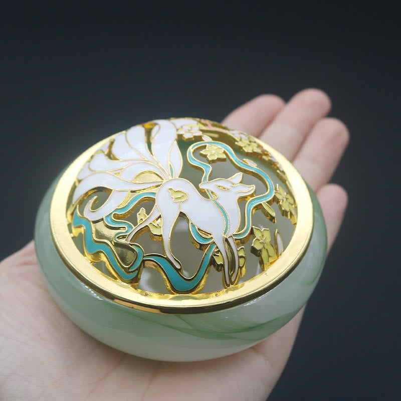 Buddha Stones Neunschwänziger Fuchs Liuli Kristall Heilung Meditation Räuchergefäß