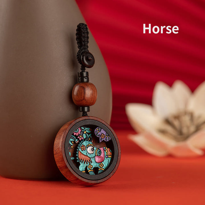 ❗❗❗Ein Flash-Sale – Buddha Stones, Jahr des Drachen, handbemalter chinesischer Sternzeichen-Schlüsselanhänger aus Palisander, geschnitzt, ruhig