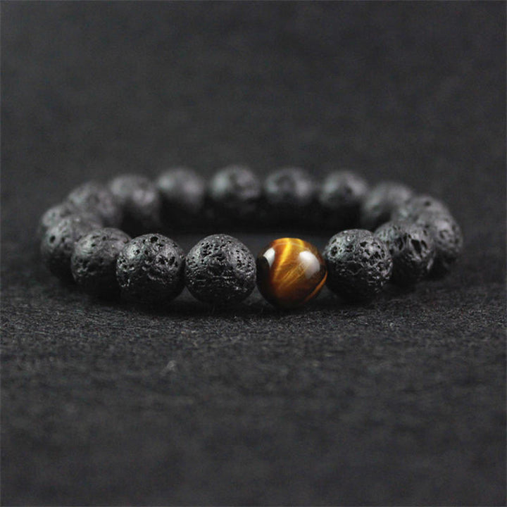 Buddha Stones Lavagestein Tigerauge Stein Friedensheilungsarmband