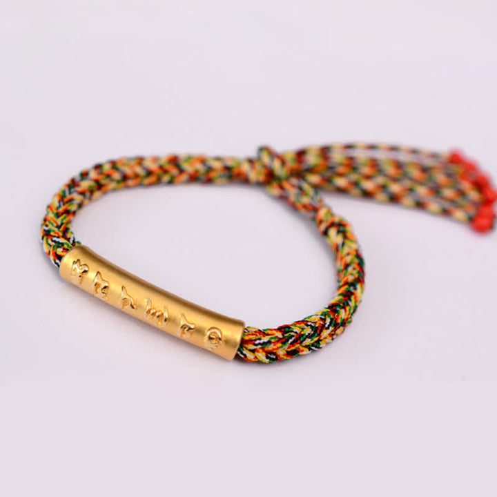 Buddha Stones 999 Sterling Silber Om Mani Padme Hum Schutz Stärke String Armband