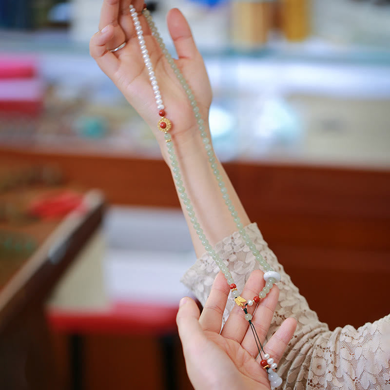 Buddha Stones 925 Sterling Silber vergoldet natürliche Hetian Jade Perle Schmetterling Kürbis Glück Armband