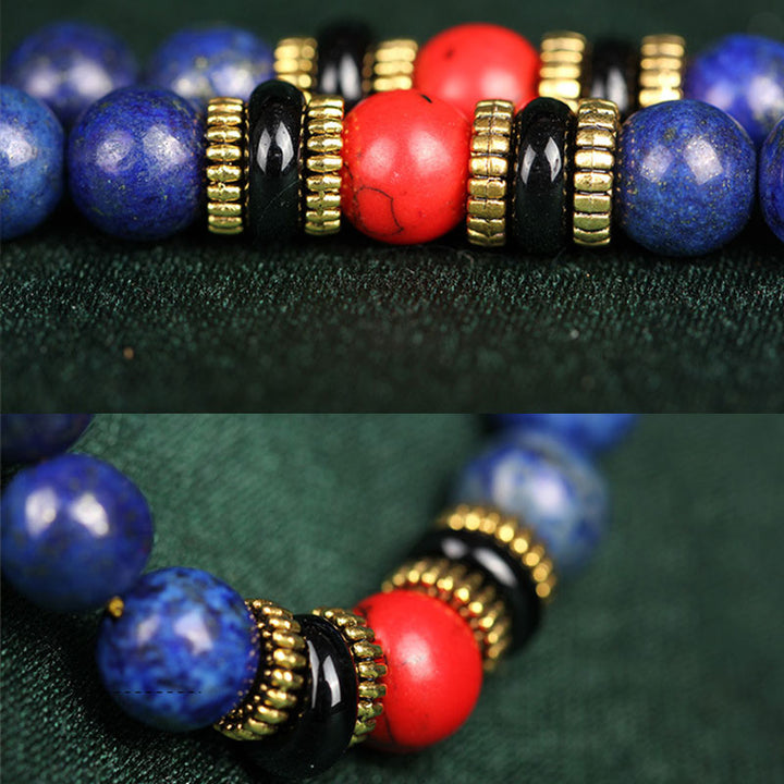 Buddha Stones Tibetisches Mala Lapislazuli Positives Armband