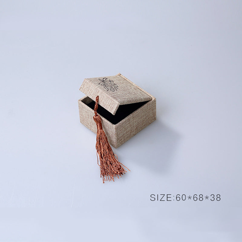 Buddha Stones, Lotus-Muster, Schmuck-Aufbewahrungsbox, Geschenkbox, Quasten