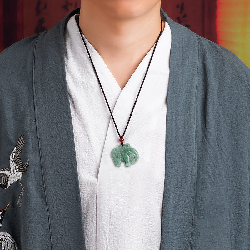 Elefant Jade Glück Stärke Halskette String Anhänger