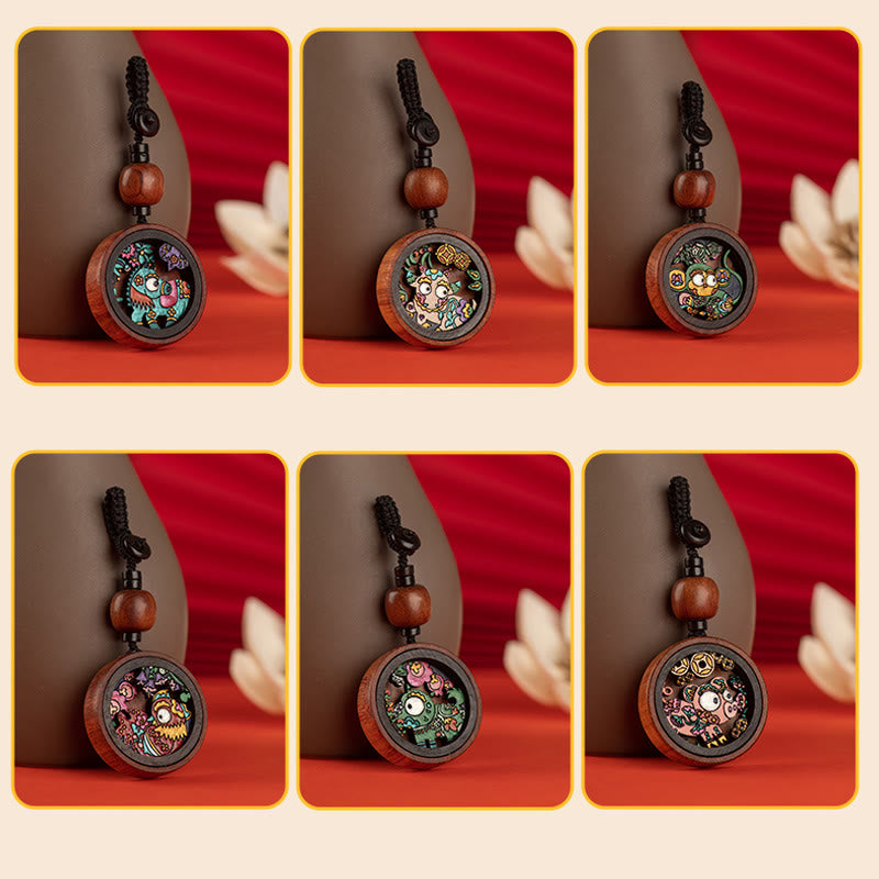 ❗❗❗Ein Flash-Sale – Buddha Stones, Jahr des Drachen, handbemalter chinesischer Sternzeichen-Schlüsselanhänger aus Palisander, geschnitzt, ruhig