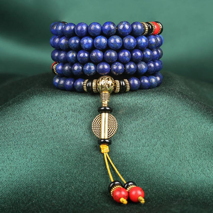 Buddha Stones Tibetisches Mala Lapislazuli Positives Armband