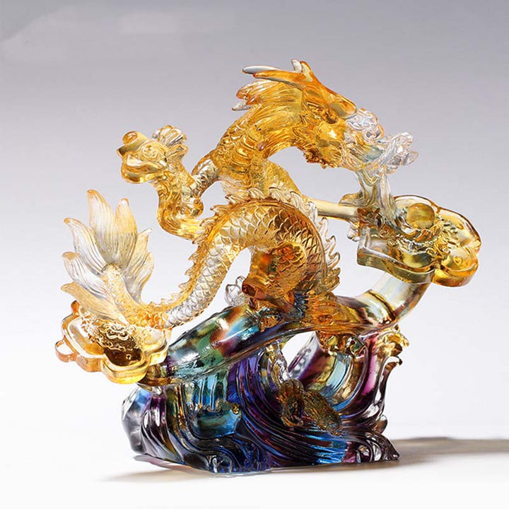 Buddha Stones, Jahr des Drachen, handgefertigt, Ruyi-Griff, Liuli-Kristall, Kunststück, Schutz, Heimbüro-Dekoration