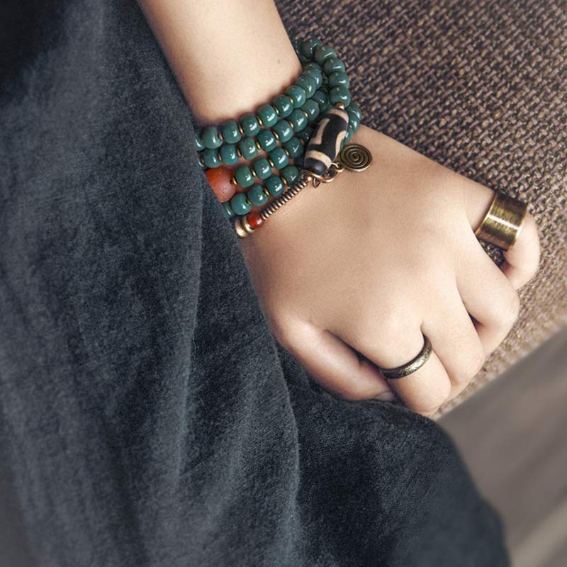 108 Mala-Perlen, Bodhi-Samen, Dzi-Perlen, Weisheitsarmband