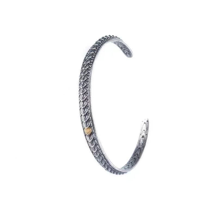 Armreif mit Buddha Stonesn, Vintage-Stil, Drachenschuppen-Muster, Glück, Reichtum