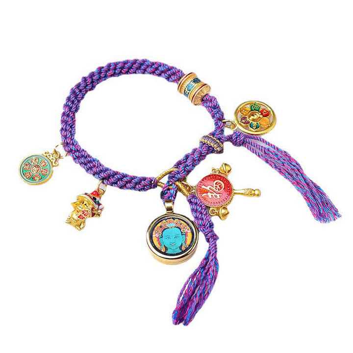 Tibetisches grünes Tara-Zakiram-Göttin des Reichtums Thangka-Glücksgeflecht-Armband