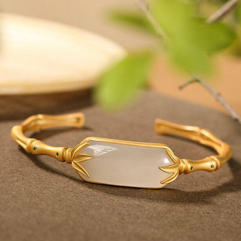 Buddha Stones 925 Sterling Silber Weiß Jade Glücksarmband Verstellbarer Armreif