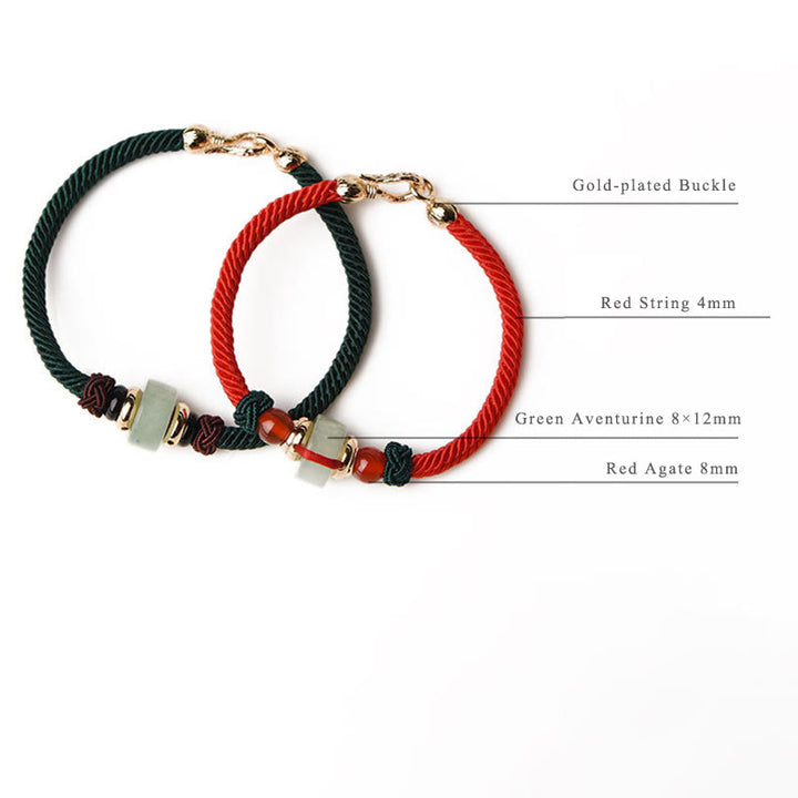 Buddha Stones Tibetisches grünes Aventurin-Glücksgeflecht-Armband