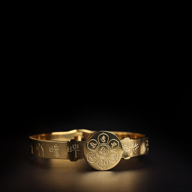 Buddha Stones, Yin Yang, Lotus, Om Mani, Padme Hum, Mantra, Titanstahl, Harmonie-Armband