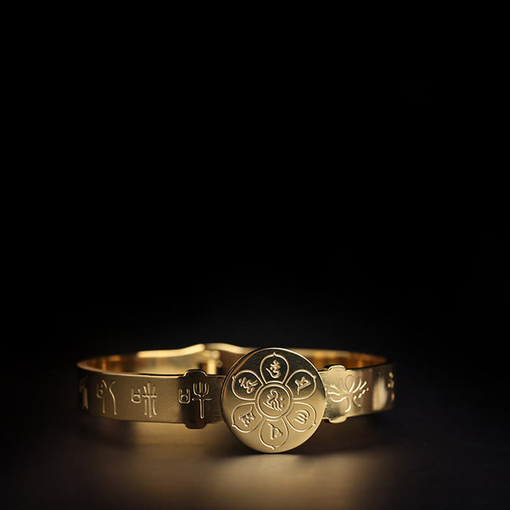 Buddha Stones, Yin Yang, Lotus, Om Mani, Padme Hum, Mantra, Titanstahl, Harmonie-Armband