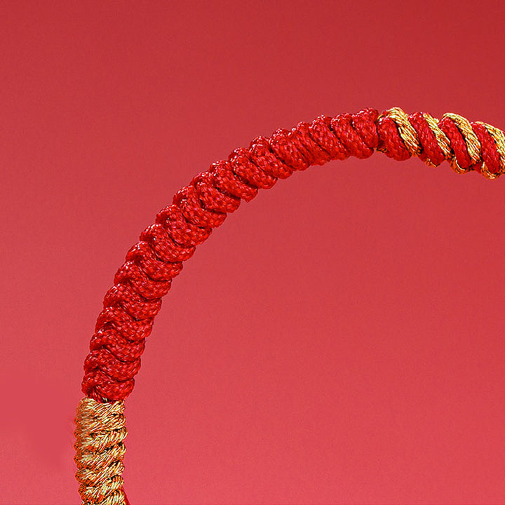 Buddha Stones aus 999er-Sterlingsilber, Jahr des Drachen-Fu-Charakters, ziehen Glück und Glück an, handgefertigtes geflochtenes Armband