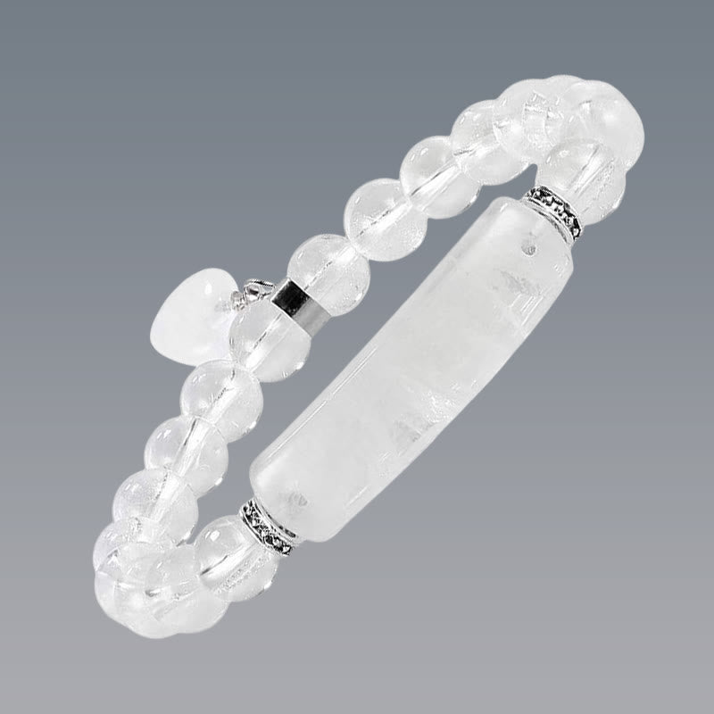 Armband mit Buddha Stonesn, natürlichem Quarz, Liebesherz, Heilperlen