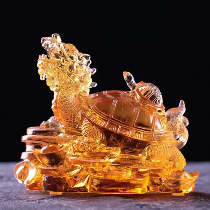 Buddha Stones, Feng Shui, Drache, Schildkröte, Münzen, handgefertigt, Liuli-Kristall, Glückskunst, Dekoration für Zuhause und Büro