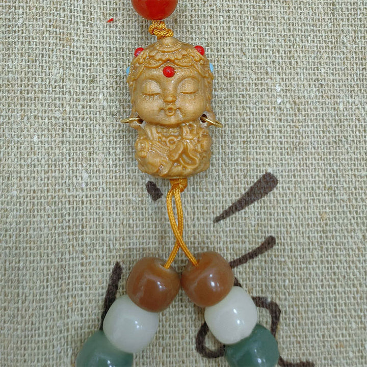Buddha Stones, 108 Mala-Perlen, Farbverlauf, Bodhi-Samen, grünes Tara-Buddha-Armband mit Gravur „Peace Harmony“.