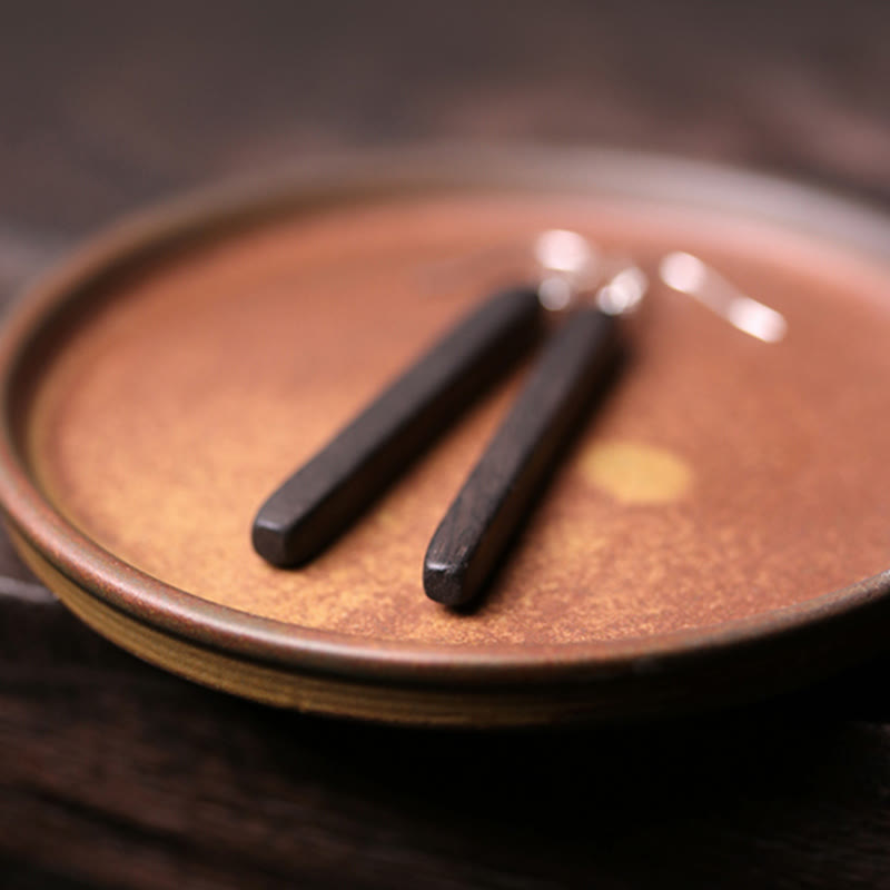 Buddha Stones 925 Sterling Silber Ebenholz Textur Balance Peace Tropfen Ohrhänger