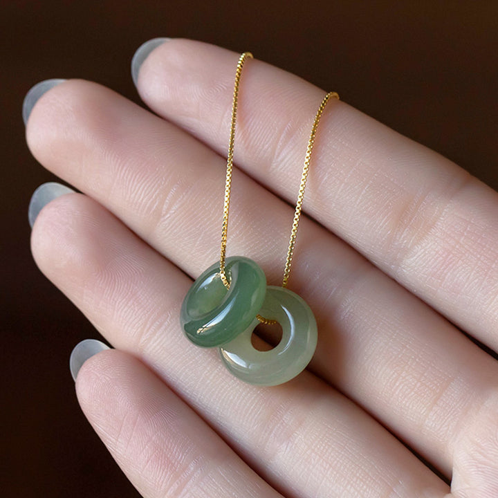 Halsketten-Anhänger mit Buddha Stonesn, natürlicher, runder Jade, Friedensschnalle, Glück, Fülle