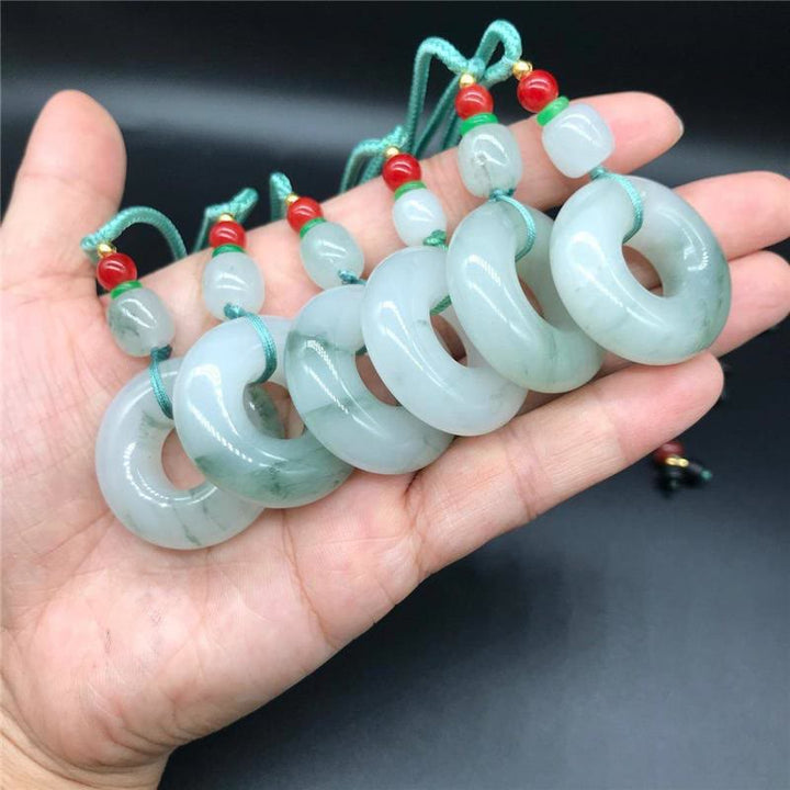 Halsketten-Anhänger mit Buddha Stonesn, natürlicher Jade, Friedensschnalle, Wohlstand