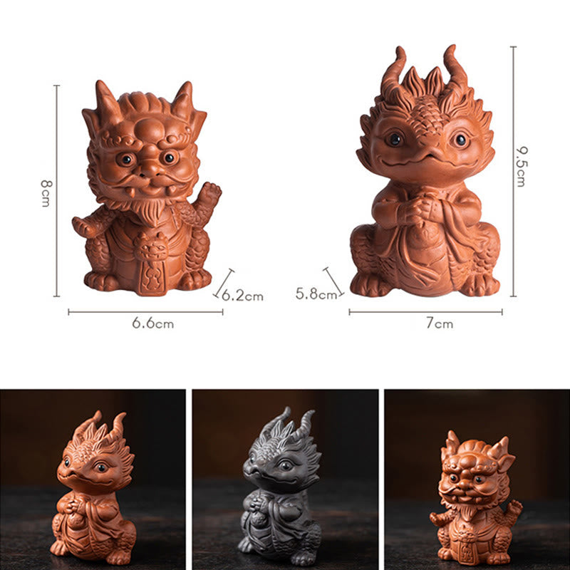 Buddha Stones, Glück, Drache, Reichtum, Tee, Haustier, lila Ton-Figur, Dekoration